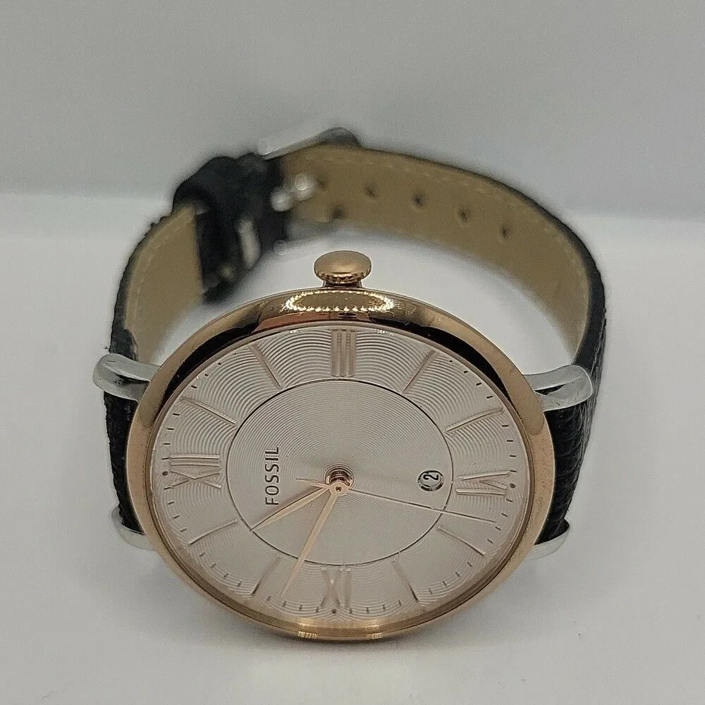 Fossil Jacqueline ES3842 Women's Black Leather Analog Dial Quartz Watch AM904
